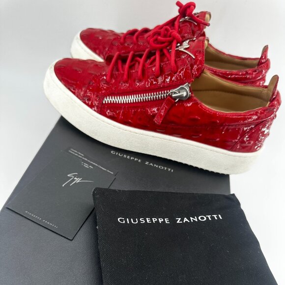 Giuseppe Zanotti Crocodile Leather Sneakers in Red - Size 39 - Picture 1 of 8